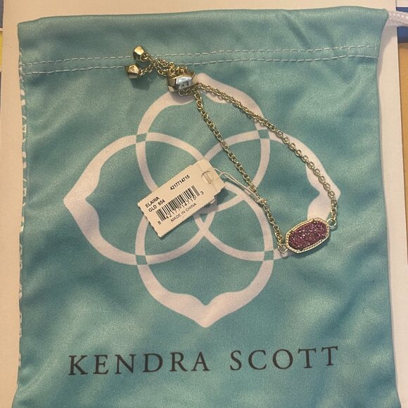 Kendra Scott Elaina Gold Adjustable Chain Bracelet in Pink Drusy - Picture 5 of 5